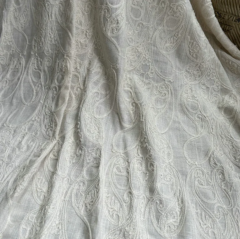 Embroidery Chain Stitch - Pure linen base fabric with cotton
