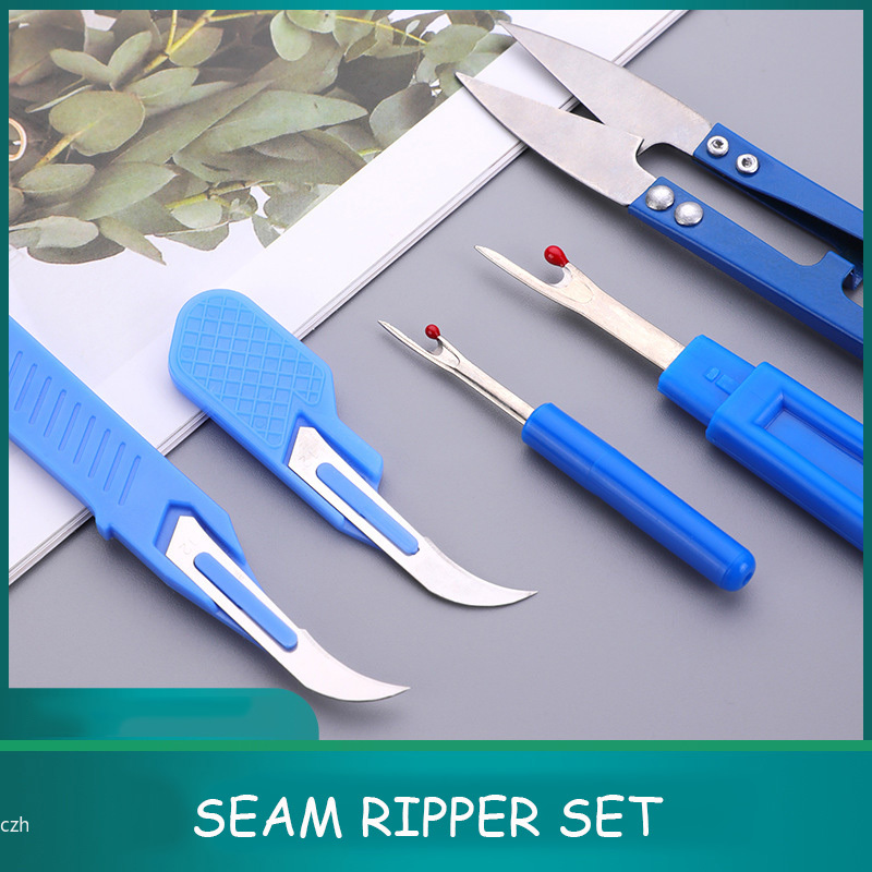 Embroidery Removal Tool - 5Pcs Blue Sewing Ripper Kit with