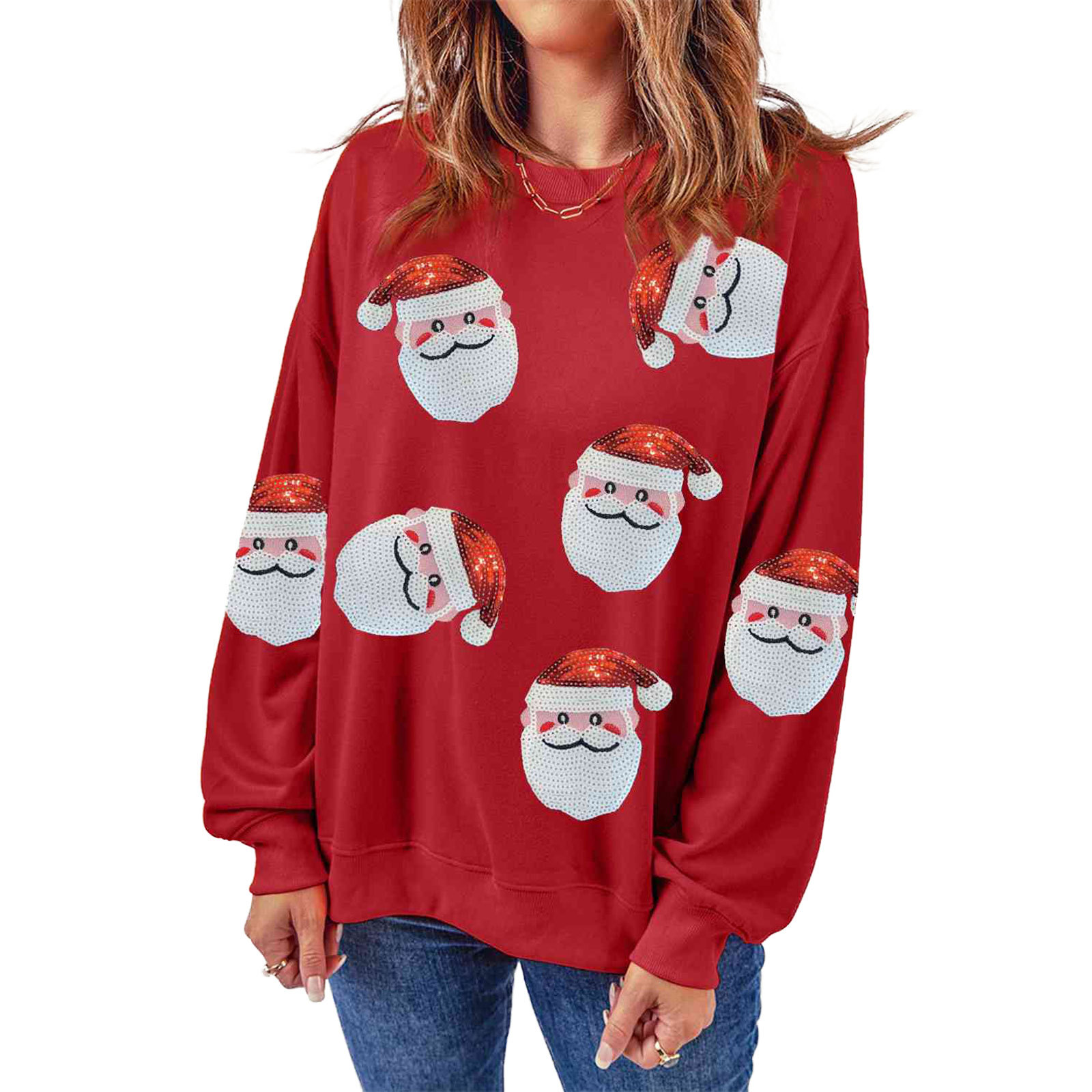 Embroidery Online Designs - Christmas Sweater round Neck Hoodie Santa