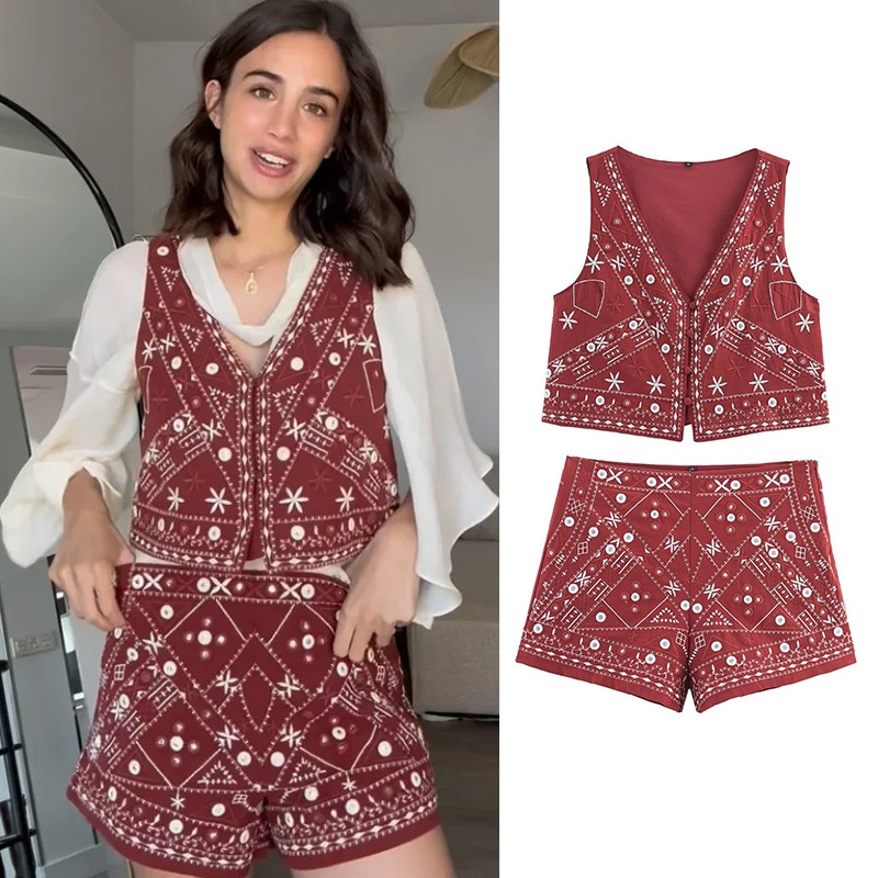 Embroidery Uniforms - Y2k Set New Two Piece Women's