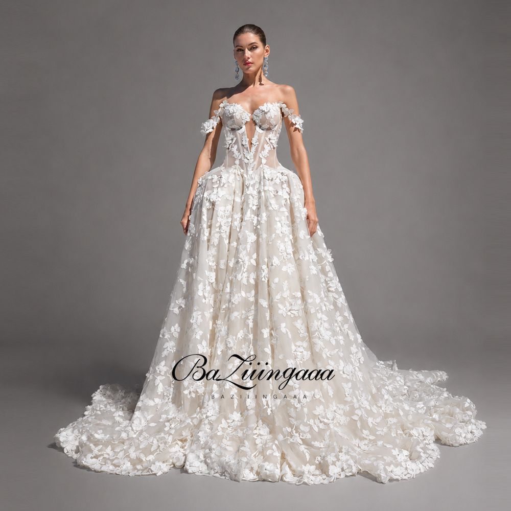 Embroidery Online Designs - Floral Print Wedding Dresses Lace A-LINE