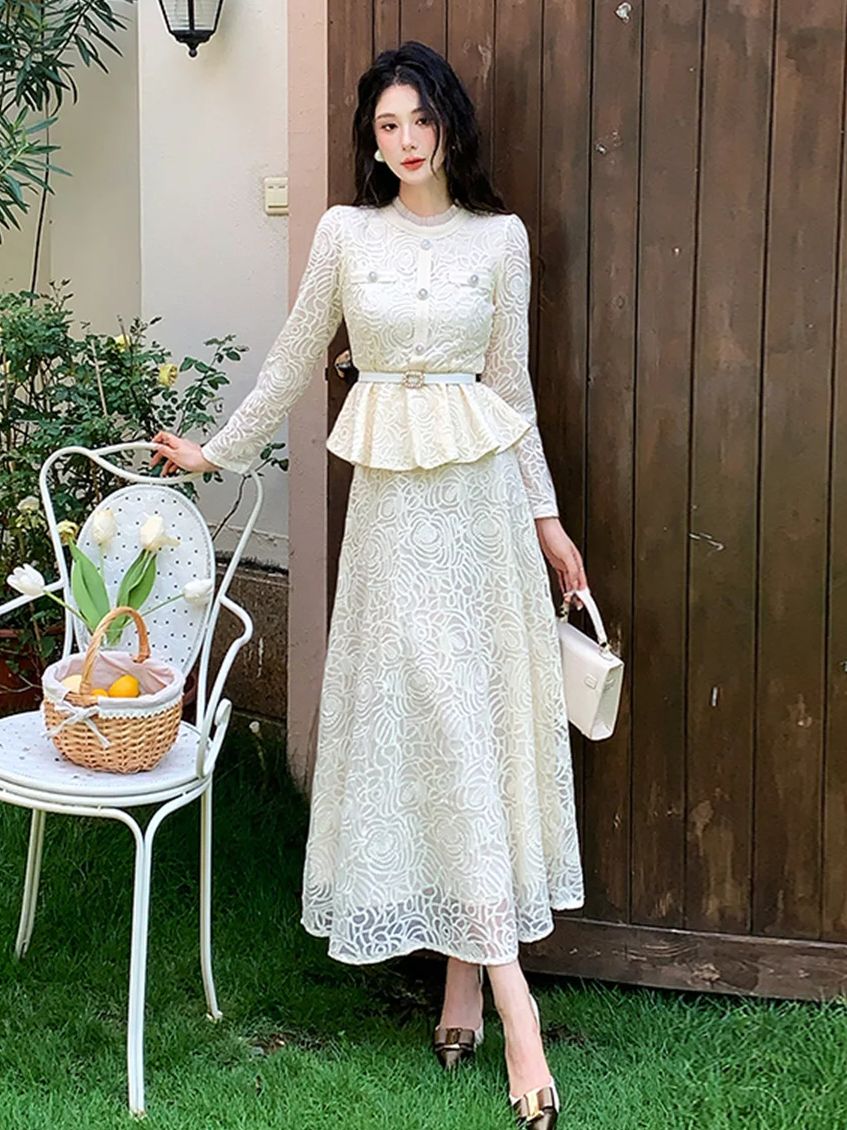 Embroidery Blouse - Formal Luxury Evening Lace Two Piece