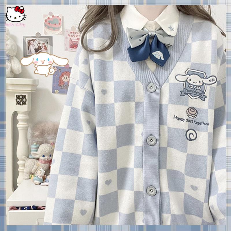 Embroidery Thread Yarn - Cartoon Kuromi Embroidery Cardigan Women Knitted