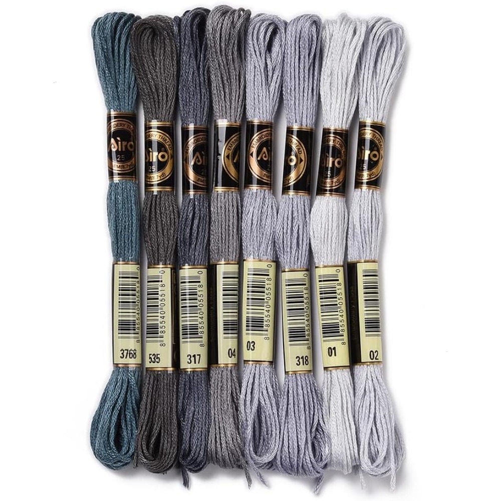 Embroidery Thread Yarn - 8 Skeins 70 Yards Grey Friendship