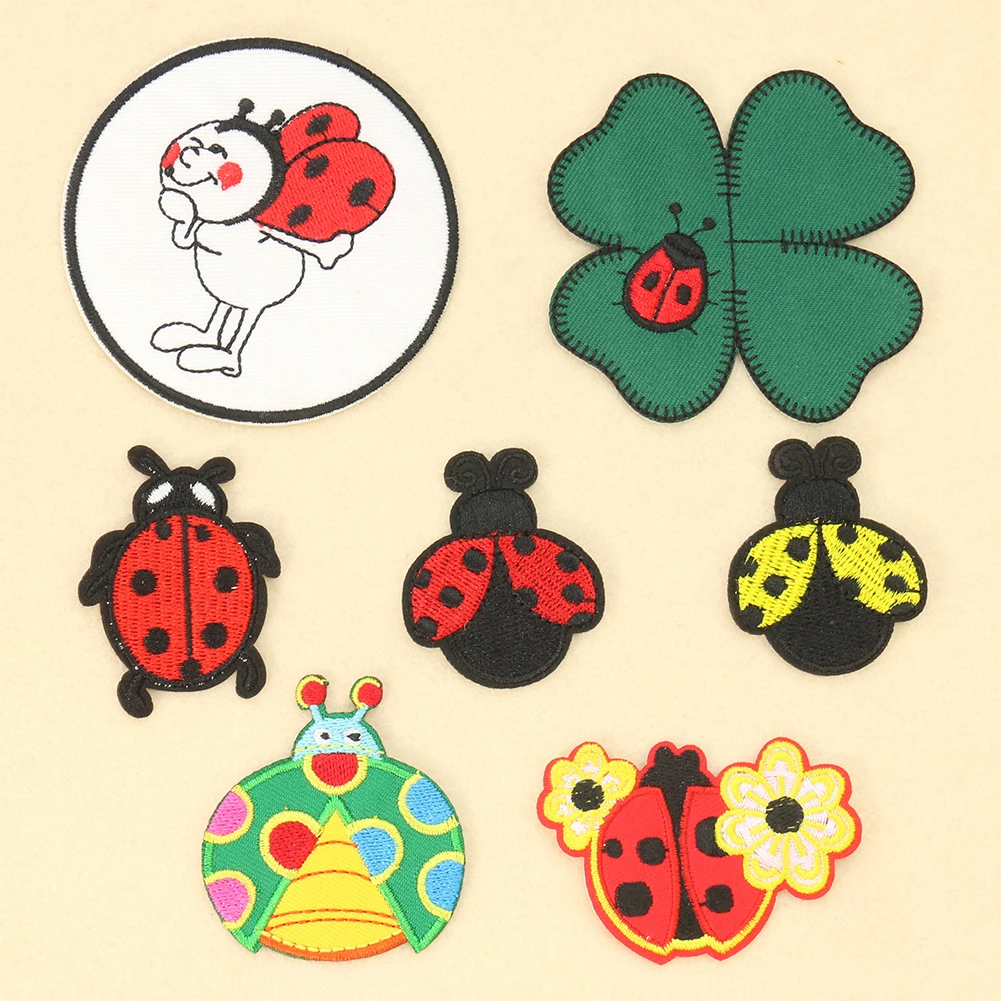 Embroidery Lady Bug - 2PC Cartoon Ladybug Four-leaf Clover Embroidery