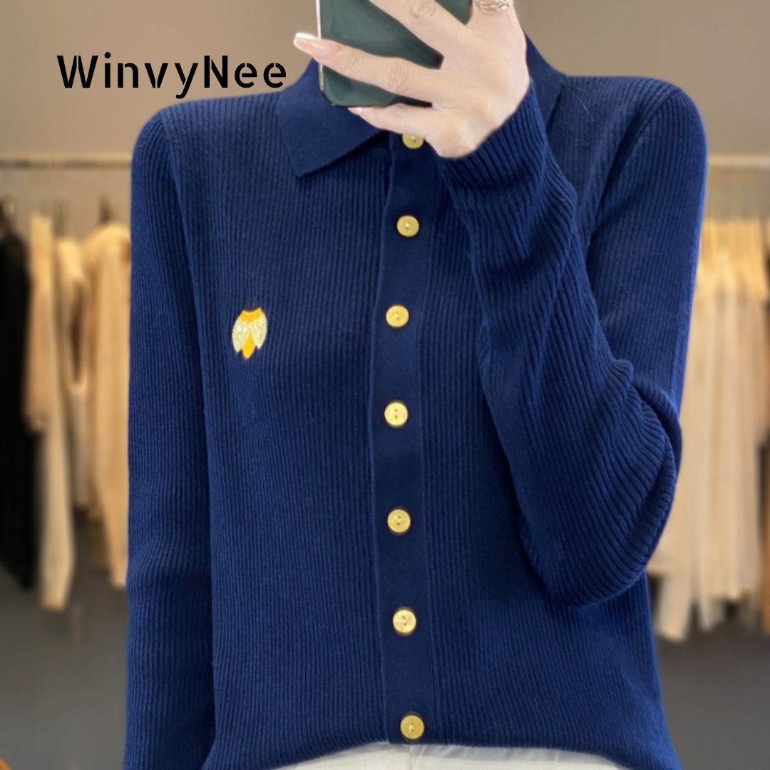 Embroidery Lady Bug - WinvyNee Women's Clothing Spring Polo Neck
