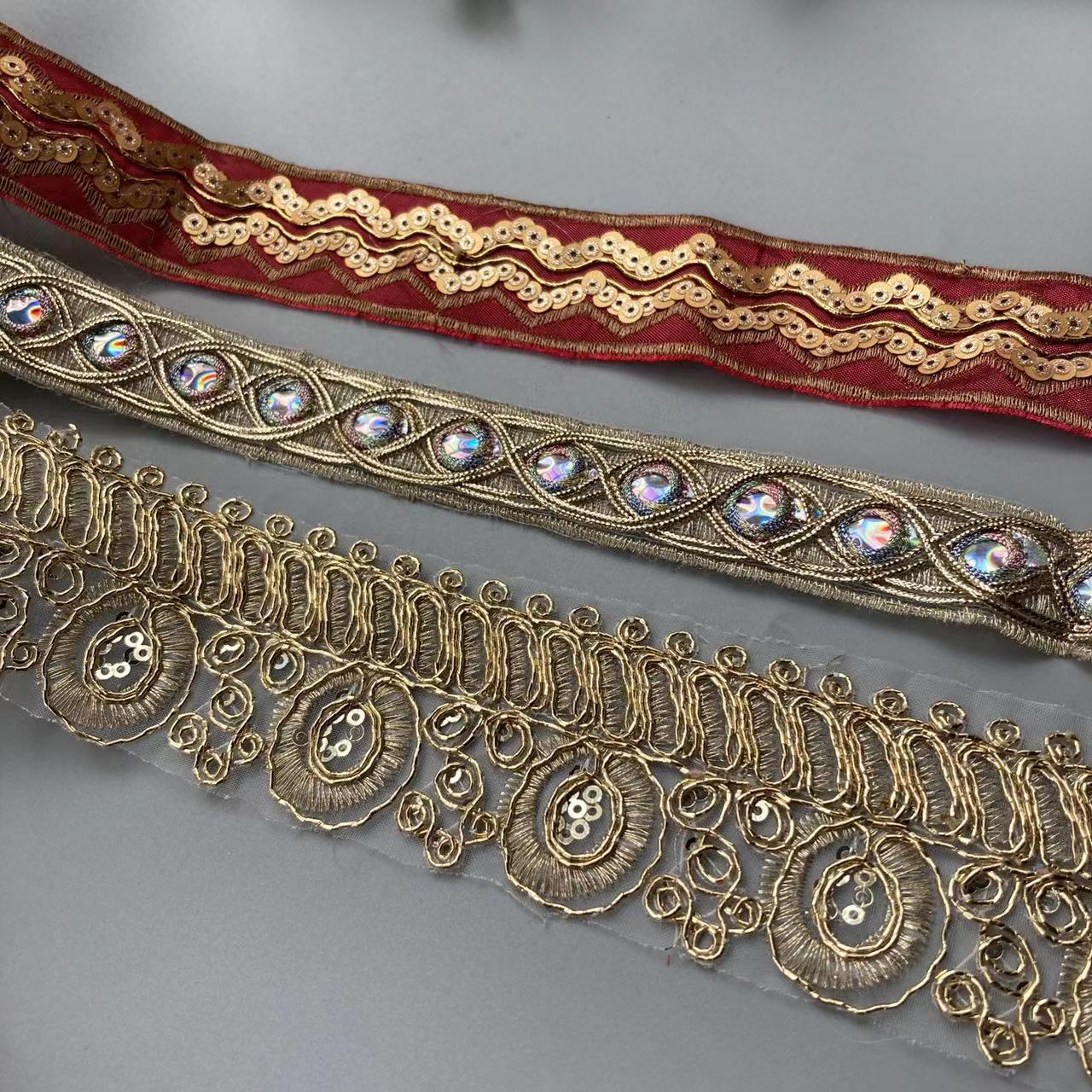 Embroidery Machines - 1 Yards Gold Thread Lace Water