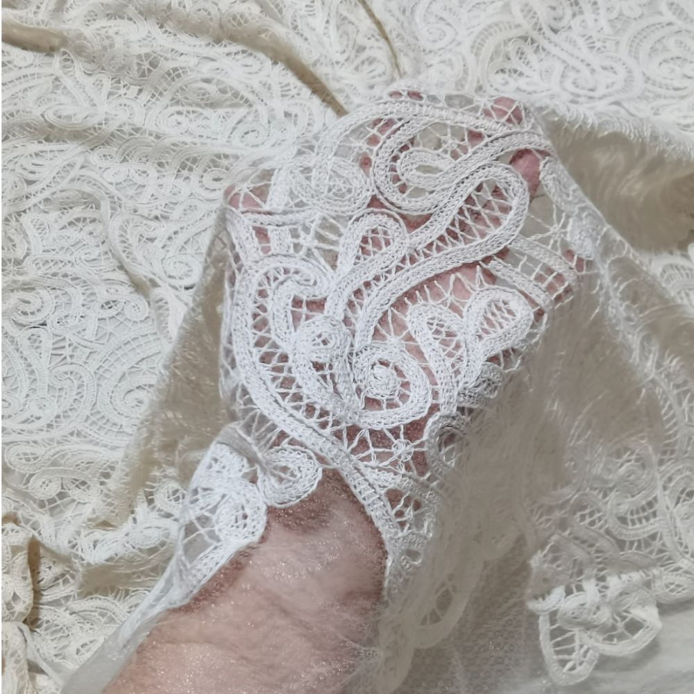 Embroidery Thread Yarn - Cotton yarn diamond mesh base ivory