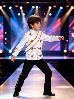 Embroidery Uniforms - Boys royal uniform suit with golden