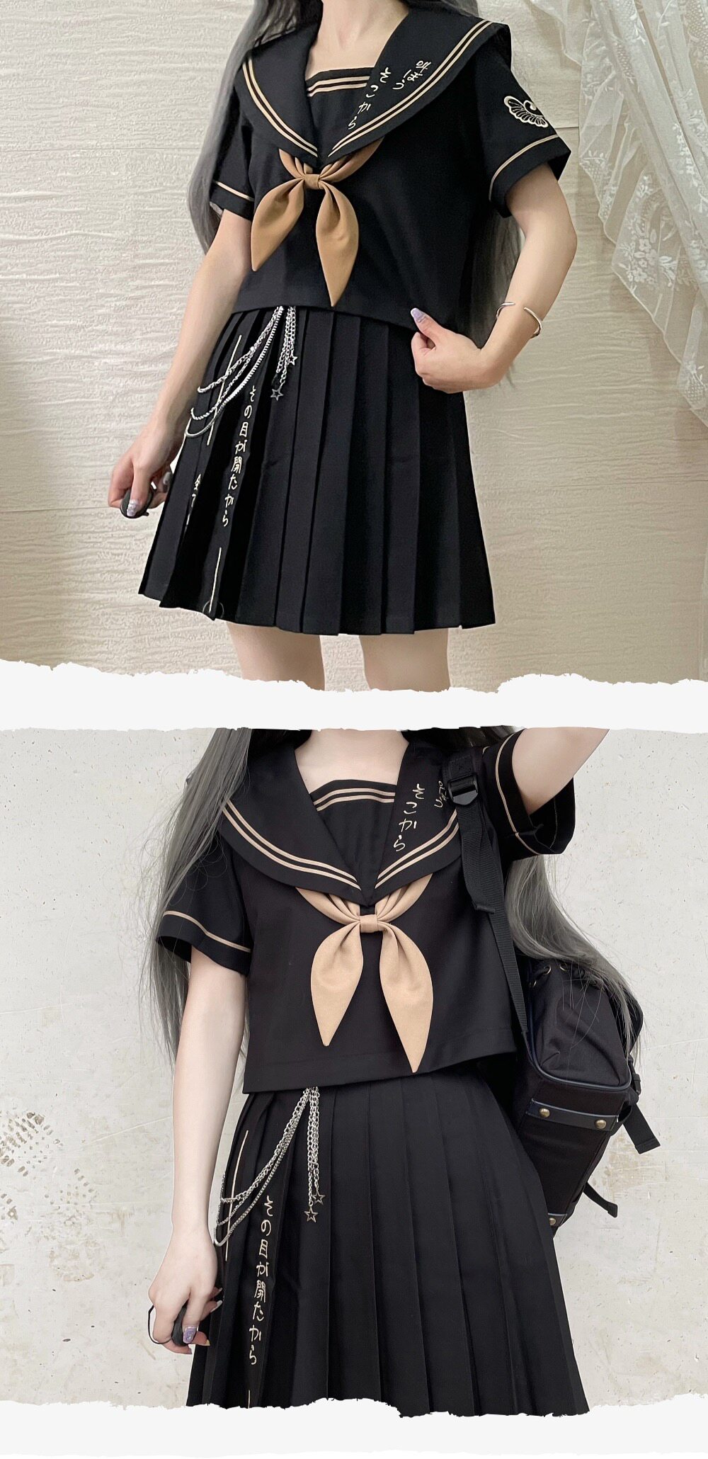Girl JK Sailor Suit Two Piece  - Embroidery Uniforms recension och pris