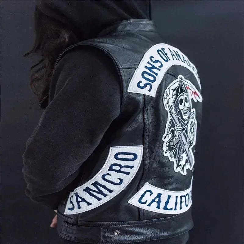 ABC123Leather Men Motorcycle C - Embroidery Garments recension och pris