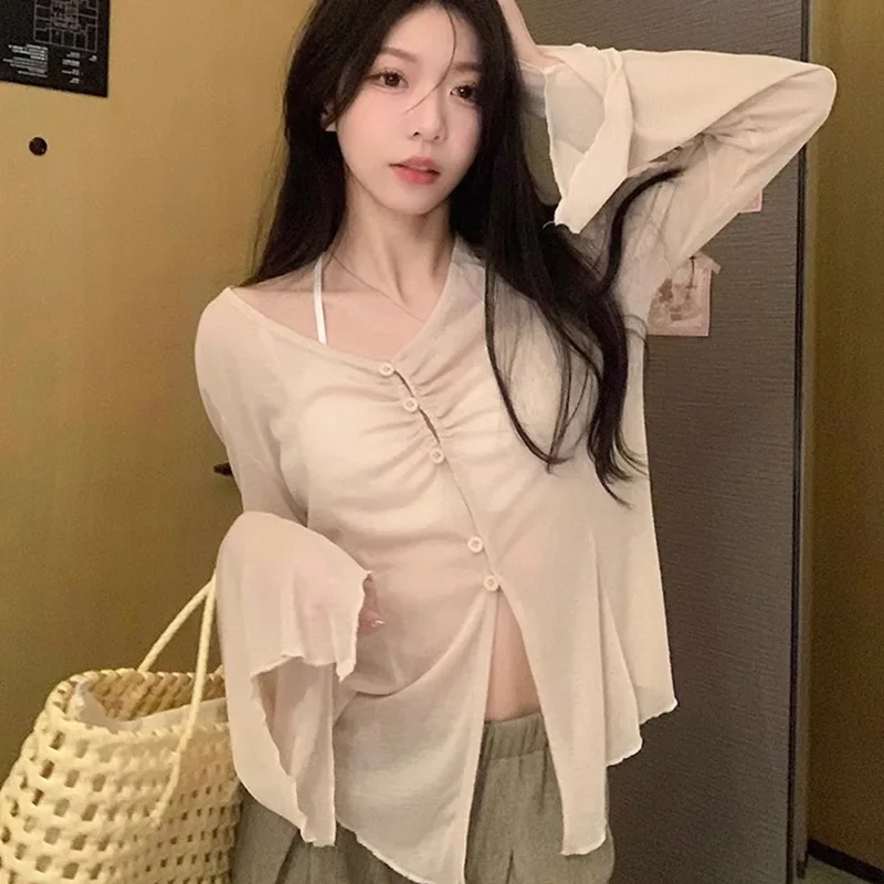 Sheer Flare Sleeve Blouse - Y2 - Embroidery Blouse recension och pris