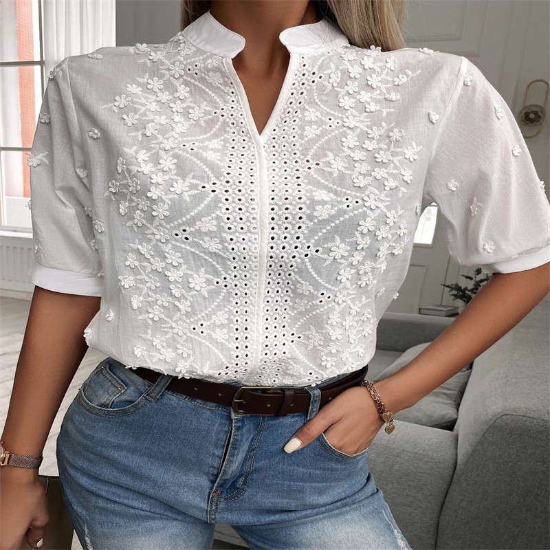2026 Summer Women's Elegant Sh - Embroidery Blouse recension och pris