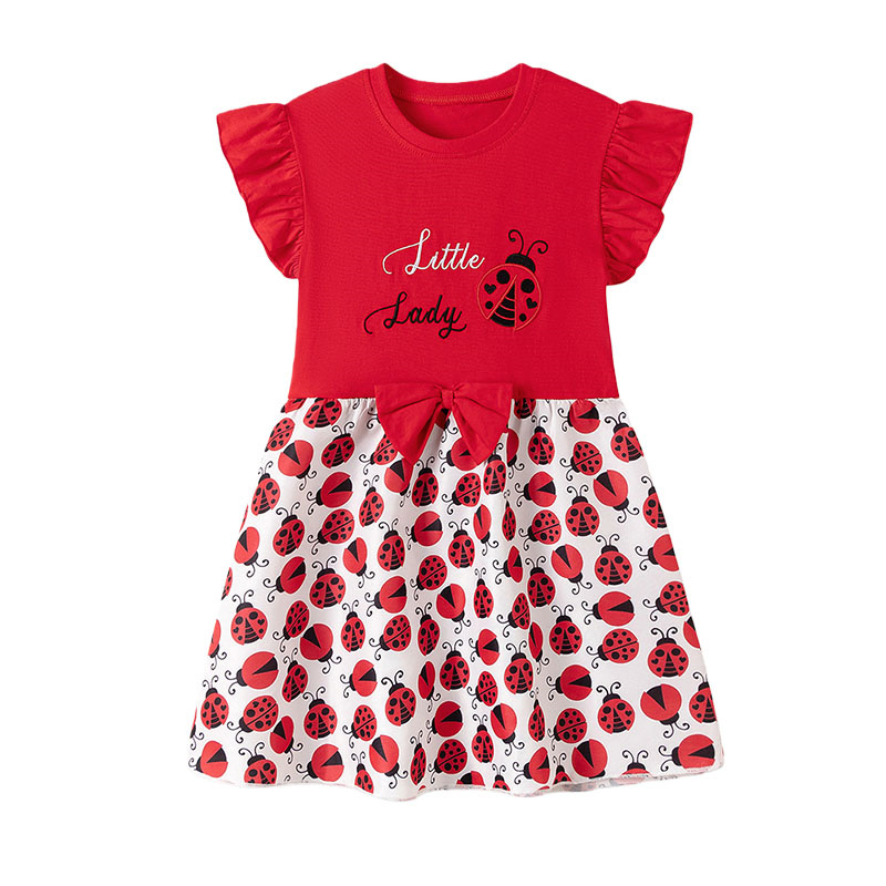 Short Sleeve Girls Dresses 2-7 - Embroidery Lady Bug recension och pris