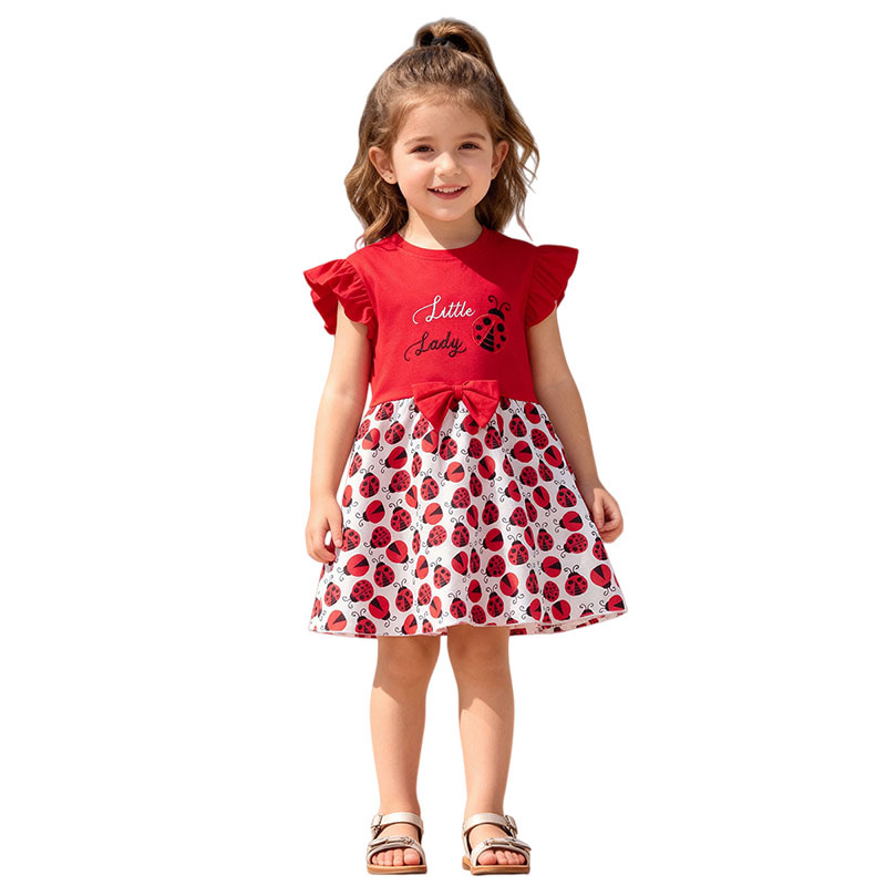 Short Sleeve Girls Dresses 2-7 - Embroidery Lady Bug recension och pris