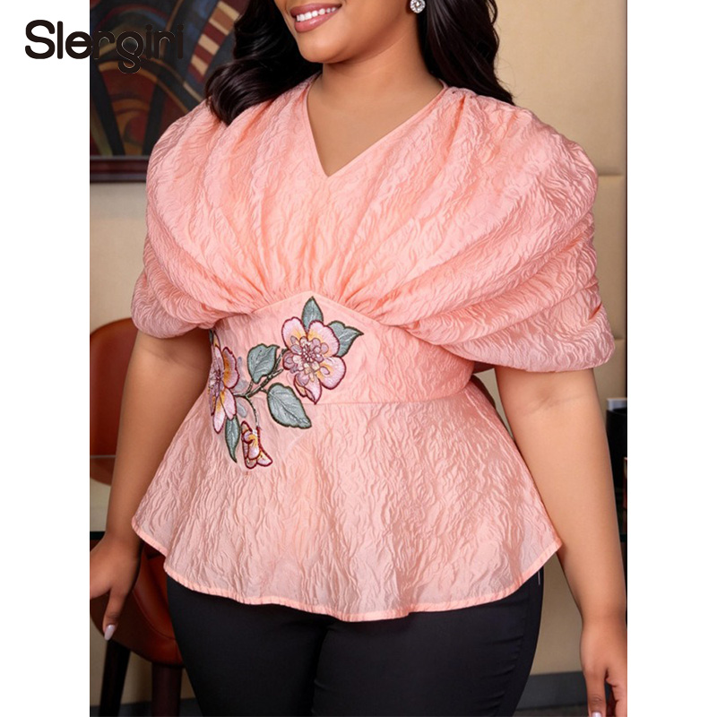 Slergiri Plus Size Floral Embr - Embroidery Blouse recension och pris